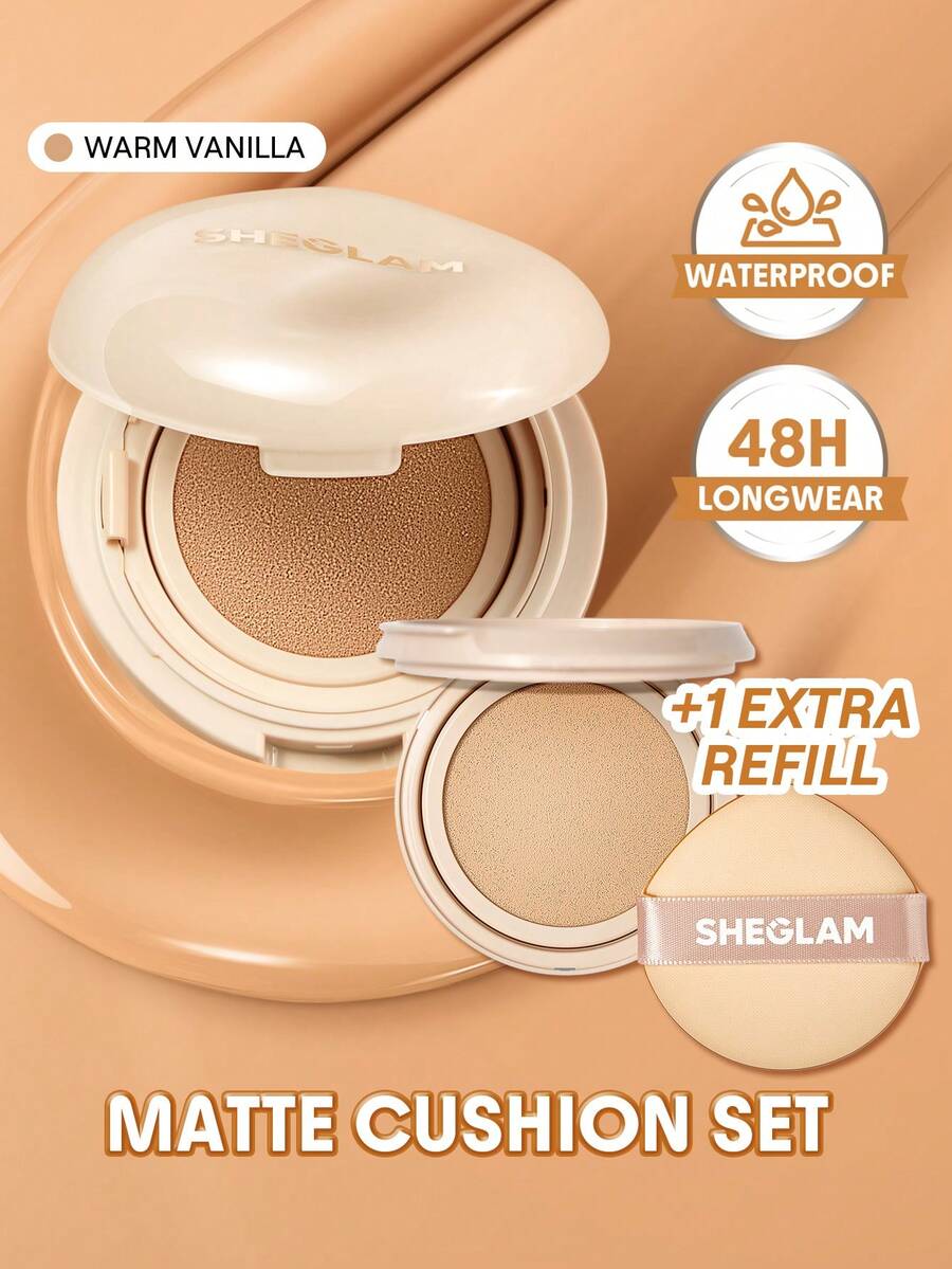 SHEGLAM [2Pcs] Lock & Go Cushion Foundation & Refill Bundle Set Brand Beauty Cosmetic Makeup For Women And Girls - Warm Vanilla - View 1