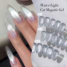 MIANEL GEL 10毫升冬日星空白色玻璃珠猫眼凝胶指甲油，白色月光灯泡水晶宽猫眼指甲油，冬季美甲凝胶，棕色美甲超白美甲，美甲沙龙女孩特别礼物美甲用品 - 彩色 - 查看 17