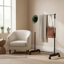 KIWI MOBLEKIT | Free-Standing And Expandable Clothes Racks In Metal And Wood, Clothing With Adjustable Options, With Wheels Or Shelves, Organizers For Bedroom, Entryway And Home - 黑銀 82x42x90-160 厘米 - 查看 8