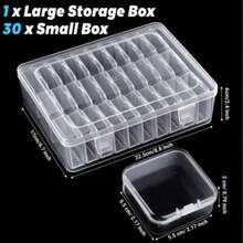 31件組（30個小盒+1個大盒）Ange Box 手作收納盒...D 收納盒，透明塑料收納盒－非常適合DIY珠飾、美甲配件、小零件與手工藝品，耐用收納方案，精美小禮物 - 31PCS(30小盒+1大盒) - 查看 6