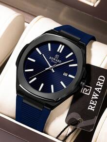 REWARD Men's Quartz Watch Business Fashion Style Date Display Luminous Hands Multi-Function High-Quality Gift Classic Design Silicone Strap - Grey - View 17