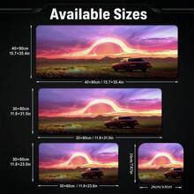 Vintage Pickup Truck Vortex Sunset Grassland Large Gaming Desk Mat, Purple Pink Dreamy Sky Landscape Print Non-Slip Rubber Extended Mouse Pad, Waterproof Long Keyboard Pad, Gaming Computer Desktop Decoration - View 5