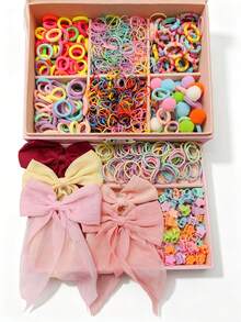 1158Pcs Girls Hair Accessories Set, Cute Bow Star Rhinestone Butterfly Hair Clips Elastic Hair Ties Heart Flower Mini Claws Daily Birthday Party Gift - Multicolor - View 4