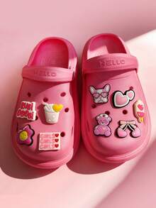 9pcs Cute Pink Bear Shoe Charm Set, Suitable For Decorating Clogs, Personalized Gift, Party Favor For Girls And Women - Pink - View 2