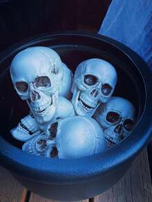 Skeleton Skull Decor, Human Skull Halloween Decoration, Bar And Table Halloween Decor, Scary Yard Decoration - Multicolor - View 10
