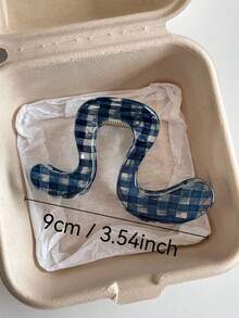 2pcs/1pc Women's Pink Bowknot Hair Claw And Blue & White Plaid Curved Hair Claw, Elegant Versatile Hair Clip For Back Of Head, Fashionable Minimalist Solid Color Hair Claw, Suitable For Daily, Casual, Party, Beach, Vacation, Hairstyle Design, Face Washing/Hair Washing, Makeup, Clothing Accessory, Spring Hair Claw, Summer Hair Claw, Autumn Hair Accessory, Winter Hair Claw - Multicolor - View 2