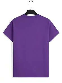 New Summer 2026 Collection, Locally Shipped Loose-Fit Graphic Tee, Short-Sleeve Breathable 100% Cotton, Casual Sports & Pilates Fitness Top - 紫色 - 查看 2