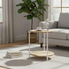 KIWI MOBLEKIT | Wooden And Metal Side Tables For Living Room Or Bedroom, Modern Functional Tables With Different Shapes And Heights, Fixed Or Folding Options For Home - 白色 40x42 – 雙倍高度 - 查看 4