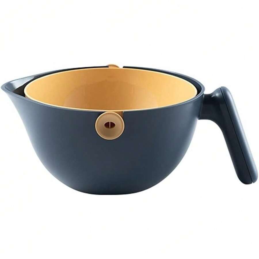 Bol Cu Doua Straturi, Flippy, Pentru Fructe, Legume, Cu Cos De Scurgere A Apei, 2L, Din ABS+PP, 29.9 X 22.5 X 11.8 Cm, Albastru-Portocaliu - Blue - View 1