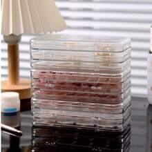 1 pieza Caja de almacenamiento de esmalte de uñas de acrílico, organizador vacío transparente de 3 pliegues, estuche de exhibición de uñas postizas, estante de esmalte de uñas de colores, soporte de exhibición tipo libro, incluye 30 piezas de adhesivo doble cara - caja de almacenamiento - Ver 2