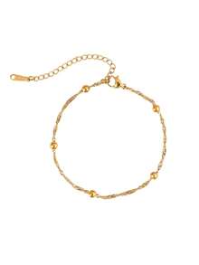1pc Thin Chain Bracelet, Versatile All-Match Fine Bracelet Style With Scattered 3D Gold Bead Decor, Lazy European & American Luxury Elegant Style, Vintage Gold Color, Suitable For Yellow Skin Tone Women, Beach Vacation, Commute, Office, Date, Qixi Festival, New Year's Eve, Anniversary Gift Accessory - Bracelet - View 7