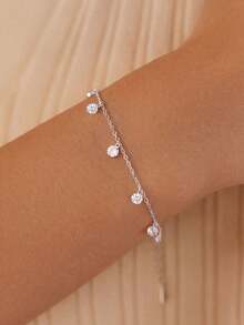 1pc S925 Sterling Silver Starry Tassel Bracelet For Women, Cool & Gentle Style, Minimalist Niche Accessory For Commute, Travel, Party, Versatile Elegant Light Luxury Hand Jewelry - Tassel - View 2