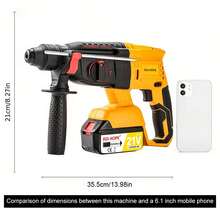 JSD-HOPE 21V Cordless Brushless Impact Drill, 4.0Ah Battery, 3-Mode Function, Rotary Drill Bits Set, Auxiliary Handle, Stepless Speed, Multifunctional Electric Hammer For Home Concrete & Renovation - US A Type Plug(110-127V) - View 5