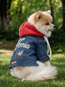 PETCIRCLE 1pc Pet Clothes Dog Apparel Small Dog Cute Pet Design Soft Durable Hooded Two-Legged Dog Jacket California Coat - Multicolor - View 2