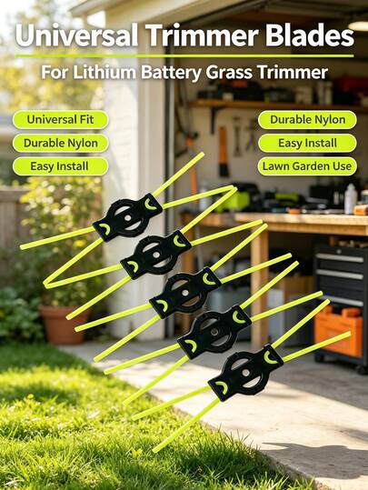 Universal Integrated Nylon Trimmer Blades Replacement Parts, Pre-Loaded Grass Cutting Blades Fit Most Cordless Lithium Battery Grass Trimmer, Durable Lawn Garden Weeder Accessories