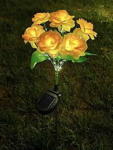 New Solar Powered Rose Flower Light, Outdoor Waterproof LED Ground Insert Lawn Lamp For Garden Decoration, 2 Styles Available, 1pc - Multicolor - View 11