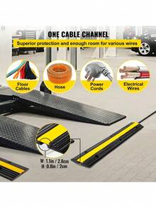 4 Pack Of 1-Channel Rubber Protector Ramps Heavy Duty 22046Lbs Load Capacity Wire Cord Cover Ramp Speed Bump Driveway Hose Ramp Protective Cover - Default - View 1