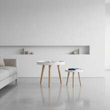 KIWI MOBLEKIT | Wooden And Metal Side Tables For Living Room Or Bedroom, Modern Functional Tables With Different Shapes And Heights, Fixed Or Folding Options For Home - 白色 60 公分 – 3 腿 - 查看 7