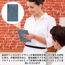 バインダー A5 クリップボード PUレザー クリップファイル 薄型 防水 ペンホルダー付き ビジネスマグネティックパッドフォリオ 多機能 贈り物 オフィス用品 事務用品 (ブルー) - ブルー - チェックする 6
