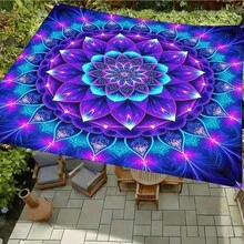 1 pieza Vela de sombra solar cuadrada con estampado geométrico de girasol fresco, adecuada para patio pequeño, piscina, área de ocio al aire libre de villa. Sombrilla de playa, tela de sombra solar para exteriores, toldo de playa, tienda de playa, sombra solar para patio, cenador al aire libre, cenador - Bohemia C - Ver 12
