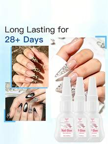 COLOURSMILE 1/2/3pcs Quick Dry Strong Waterproof Nail Glue With Brush, Formaldehyde-Free Glue For Fake Nails, Press On Nails & Rhinestones - 15ml - View 9