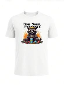Men Vintage Poster Print T-Shirt Soft Cotton Tee - 白色 - 查看 1