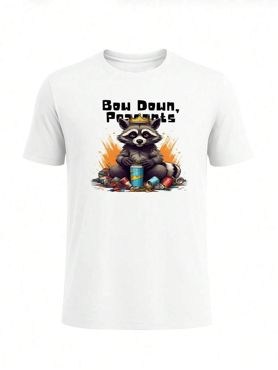 Men Vintage Poster Print T-Shirt Soft Cotton Tee - 白色 - 查看 1