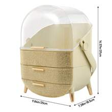 LIVINGANDHOME 14 Colors Multi-Function Makeup Storage Case, Cosmetics Organizer, Jewelry Organizer Case, Finishing Box, Makeup Storage Box, Cosmetic Box, JewelryBox, Makeup Organizer, Makeup Storage Organizer,Cabinet Decorative - Beige + Yellow - View 12