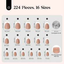 Beetles 224Pcs French Tips Press On Nails, Brown Short Squoval Soft Gel Fake Nails, Reusable Full Cover Nail Tips For DIY Salon Manicure Women - 224 Pcs Brown Short Squoval - 查看 4