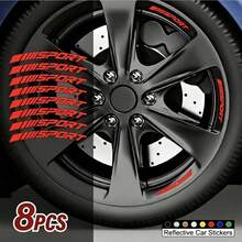 8pcs/Set Sport Reflective Car Wheel Rim Vinyl Stickers Hash Mark Stripe Racing Wheel Hub Decals - A - View 14