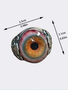 New Exaggerated Realistic Blood Red Eyeball Open Ring, Bold Vintage Curtain Eye Ring,Halloween Eye Of The Demon - Multicolor - View 3