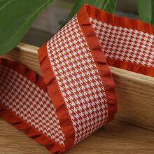 Ruffle Edge Houndstooth Pattern Woven Ribbon DIY Clothing Bag Hat Accessory Bow Hair Ornament Flower Cake Gift Tie - Multicolor - View 21
