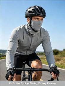1 pieza Máscara facial de protección solar para ciclismo al aire libre con protector de cuello y bucle para orejas de seda de hielo - Mascarilla facial con protector solar - Ver 4