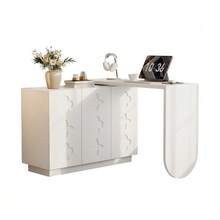 Desk, Rotating L-Shaped Corner Computer Desk, Office Desk, Dressing Table, White 110 Cm - 白色 - 查看 1