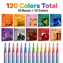 Direct Liquid Acrylic Soft Tip Marker Set, 10 Theme Color Series 120 Colors, Soft And Bouncy Pen Tip With Delicate And Controllable Lines, Student Art Professional Painting Character Brush Set, Graffiti Coloring DIY Animation Character Hand-Drawn Marker, Suitable For Glass, Plastic, Metal, Cardstock, Clothing And Other Surfaces, Suitable For Students - Marker - View 6