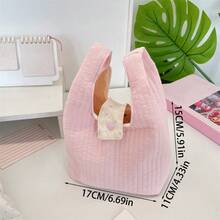 客製化刺繡迷你絎縫托特包，柔軟加厚手提小包，適合收納口紅、耳機、鑰匙，旅行與日常收納，送給女孩的可愛禮物 - 彩色 - 查看 4