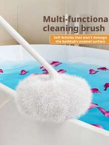 Multifunctional Bathroom Cleaning Brush, Long-Handled Bathtub Brush, Soft-Bristle Scratch-Free Scrubber, Round Fluffy Bathroom Brush; Suitable For Cleaning Bathrooms, Showers, Tiled Walls, Bathtubs, Sinks, And Floors; Household Bathroom Cleaning Tool - A - View 10