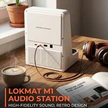 LOKMAT CD201 便攜式藍牙 CD 播放器，內建立體聲喇叭與 4000mAh 可充電電池，附遙控器，支援多種播放模式（CD、音訊線、USB、藍牙、FM、光纖、AUX） - 查看 9