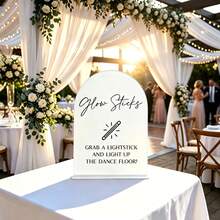 1pc Acrylic Glowing Stick Sign, Light Up Dance Floor, White Acrylic Wedding Party Event Supplies, Suitable For Wedding, Party, Concert, Bar Sign, Office And Shop Sign - A - View 4