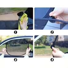 4 piezas Parasol de Ventana Lateral de Coche con Ventosa, Malla Transpirable, Protección Solar, Aislamiento Térmico, Cortina de Sombra, Bloqueo de Luz Interior, Enfriamiento, Protección UV, Malla de Sombra Universal para Sedán, SUV, Parasol de Ventana Lateral de Coche Plegable y Portátil, Accesorio de Protección Solar Interior de Coche de Verano - A - Ver 6