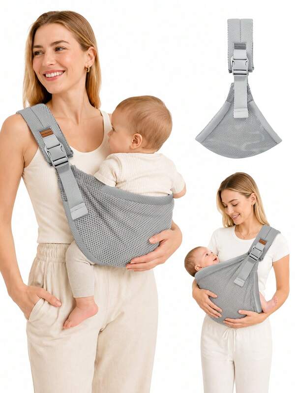 Novo Canguru de Bebê Respirável de Verão, Sling de Bebê Refrescante, Canguru de Bebê Ajustável de Um Ombro, Adequado para Pais Plus Size, Canguru de Bebê Mãos Livres, Essencial para Famílias com Dois Filhos e Mães Ocupadas, Sling de Bebê Portátil, Assistente de Transporte de Bebê Sem Esforço para Viagens, Essencial para Passeios Diários e Viagens, Essencial para Novos Pais, Presente para Recém-Nascidos, Suprimentos para Bebê, Equipamento de Viagem para Bebê