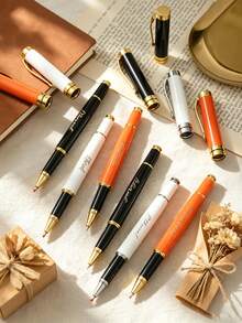 Metallic Texture Customizable Neutral Pen, Supports Personalized Name Text On Pen Body, Gilded Pen Clip For High-End Sophisticated Look, Smooth Writing Without Ink Interruption, Suitable For Business Office And Student Daily Writing, Corporate Gift, Holiday Souvenir Customization, Premium Quality And Versatile - Sets - View 4