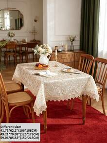 ABEST6522 Home&Living store 1件雙層100%聚酯纖維蕾絲飾邊3D刺繡金線刺繡廚房餐桌布書房書桌桌布家居裝飾節日裝飾室內外派對婚禮裝飾系列 - 彩色 - 查看 9
