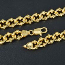 Hip Hop Classic 18K Gold Plated Beaded Copper Coarse Necklace Bracelet Set Suitable For Men Women Daily Party Wear - Gold - View 6