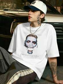 Rammstein Herren-T-Shirt mit Grafikprint, 100 % Baumwolle, lockere Passform, Hip-Hop-Streetstyle, Grafikdesign. - Weiss - Übersicht 1