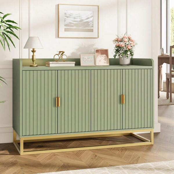 Beaully 47.2 Inch Fluted Sideboard Cabinet With Storage Doors & Adjustable Shelves, Modern Buffet Media Console For Kitchen, Entryway & Living Room