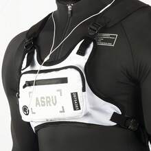 Men's Lightweight Chest Bag, Suitable For Running, Cycling, Hiking, And Skiing, With Reflective Design And Adjustable Vest-Style Design - Black - View 8