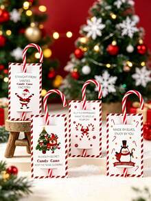 Joivida 48PCS Christmas Candy Cane Holder Cards, Santa & Reindeer Pattern, Holiday Party Favors, Gift Packaging, Tabletop Decorations - Multicolor - View 8