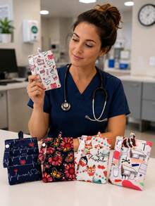 1pc Polyester 3-Layer Cartoon Print Pen Pouch With Pen Holder, Nurse Stationery Storage Bag, All Seasons,Bedroom Room Decor,Back To School - Multicolor - View 4