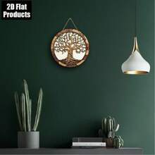Diseño Plano 2D, Mural del Árbol de la Vida - Placa Decorativa Redonda de Madera Estilo Rústico, Decoración del Hogar, Adecuada para Sala de Estar, Cocina, Oficina, Cafetería - Regalo Ideal para Vacaciones, Mural de Cafetería | Diseño Artístico del Árbol | Exquisito Patrón de Corteza - Multicolor - Ver 6